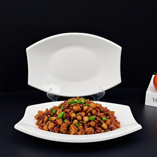 陶瓷腰鼓盘创意异形盘不规则旦形鱼盘汤盘纯白色菜盘酒店餐厅家用