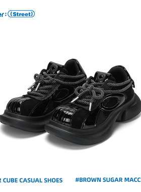 Ouder 休闲乐福鞋女士春季新款厚底增高丑萌大头鞋方糖方头老爹鞋