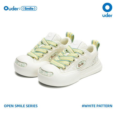 Ouder绸纹开口笑帆布鞋