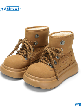 Ouder雪地靴女秋冬新款厚底增高大头鞋防水防滑加绒加厚高帮棉鞋