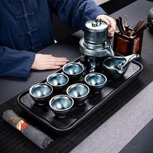 家用建窑功夫茶杯自动石磨懒人泡茶器壶高端高档奢华 建盏茶具套装