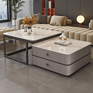 岩板茶几轻奢现代简约客厅家用小户型网红大理石方型大小组合边桌