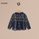 女童格纹宝宝娃娃衫 新款 可爱小童上衣 春秋季 UCNOO与虫儿童衬衫
