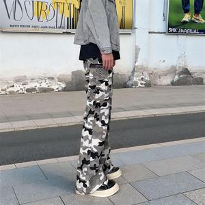 2025美式复古微喇显瘦迷彩工装裤男宽松休闲vibe直筒裤子潮慵懒图片