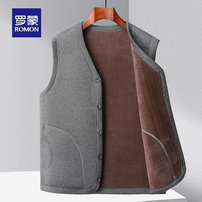罗蒙中老年马人马甲男2025新款秋冬季加绒加厚棉坎肩爸爸保暖背心