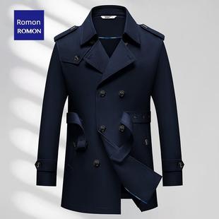 扣式 罗蒙男士 经典 春秋季 风衣中长优质夹克7色大尺寸 外衣男士