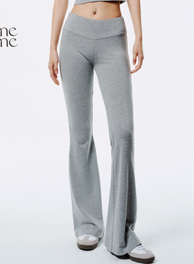 asomesome美式低腰微喇裤休闲瑜伽喇叭裤女灰色卫裤运动修身裤子