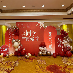 同学会场景布置装饰20周年高初中团建聚会气球签到名签背景墙kt板
