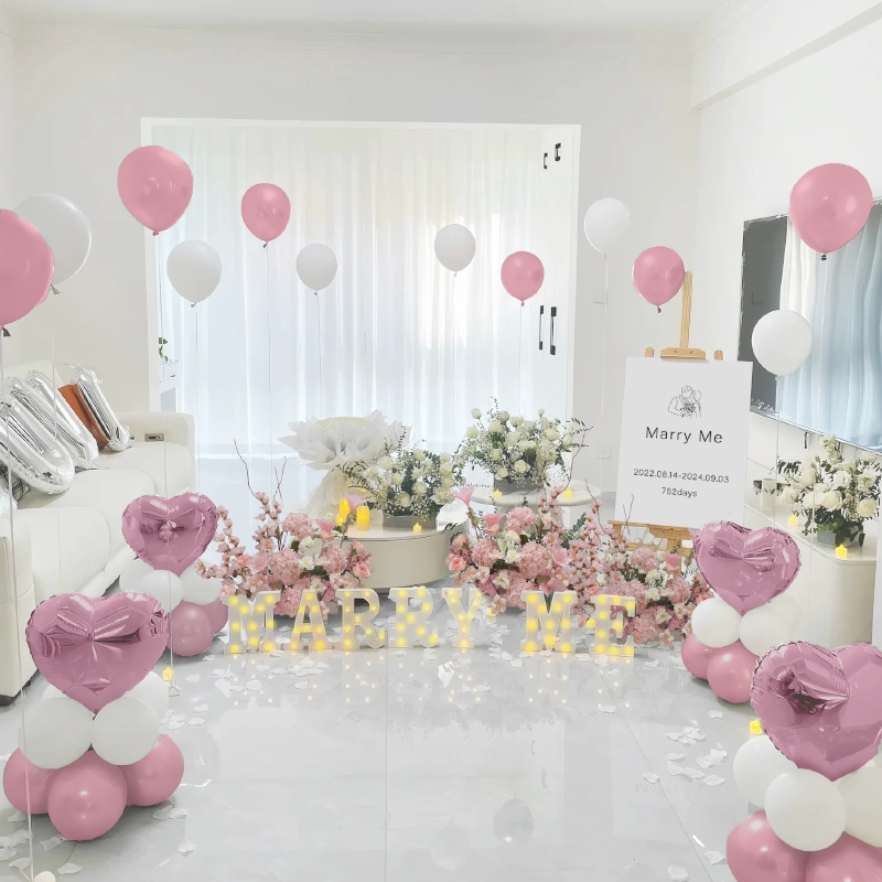 惊喜浪漫表白求婚创意气球布置套餐情人节告白室内字母灯kt装饰