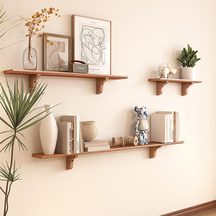 实木墙上置物架一字板实木木板隔板搁板原木层板实木收纳墙面书架