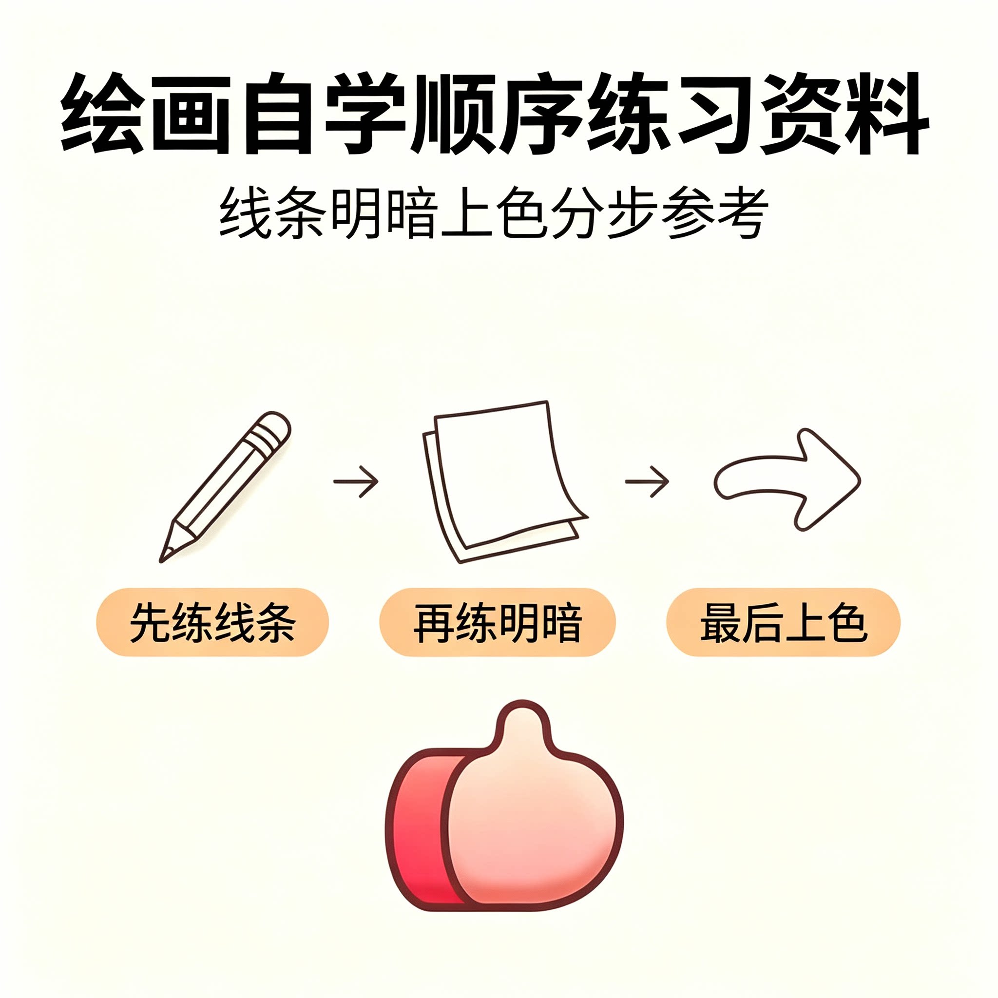 零基础绘画自学入门超实用教程线条明暗上色分步练习手绘临摹资料