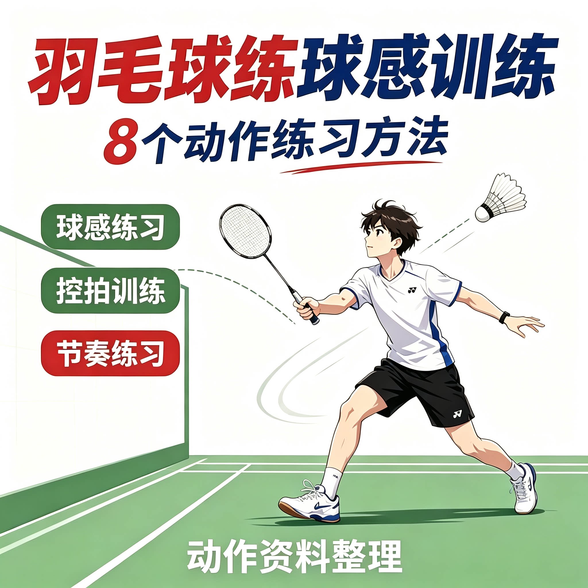 羽毛球球感控拍节奏训练8个动作练习零基础新手入门自学教程资料
