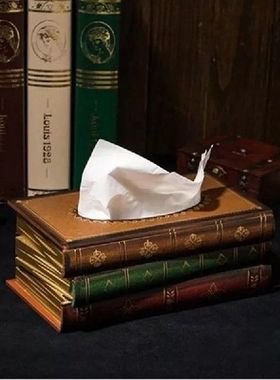 Kotak Handuk Kertas Kayu Berbentuk Buku Vintage Baru
