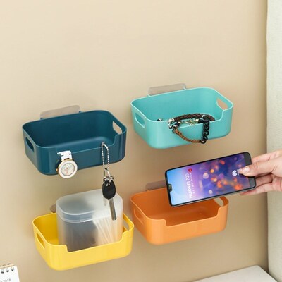 Macaron Color Wall Mounted Plastic Storage Box Bin Bedside F