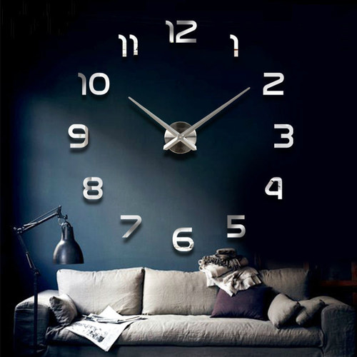 Fashion 3D big size wall clock mirror sticker DIY brief livi