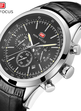 Men's business waterproof belt Watch男手表模拟跑秒日