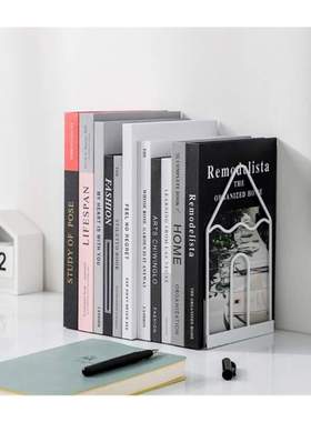 1 Pair Wrought Iron Bookends Book Stand Support Desktop Offi