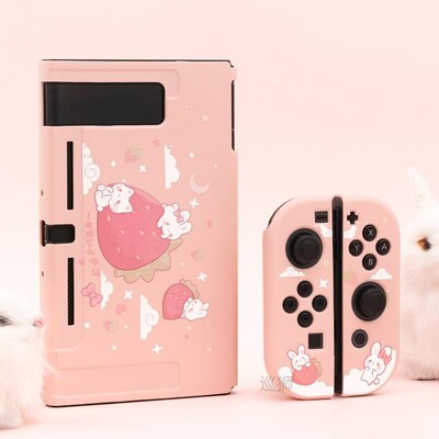 Nintendo Switch Case Cute Strawberry Rabbit Pink Girl Fairy