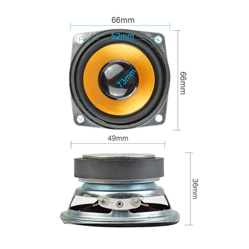 2Pcs 4 Ohm 5W Audio Speaker 2.5 inch 66mm Full Range Rubber