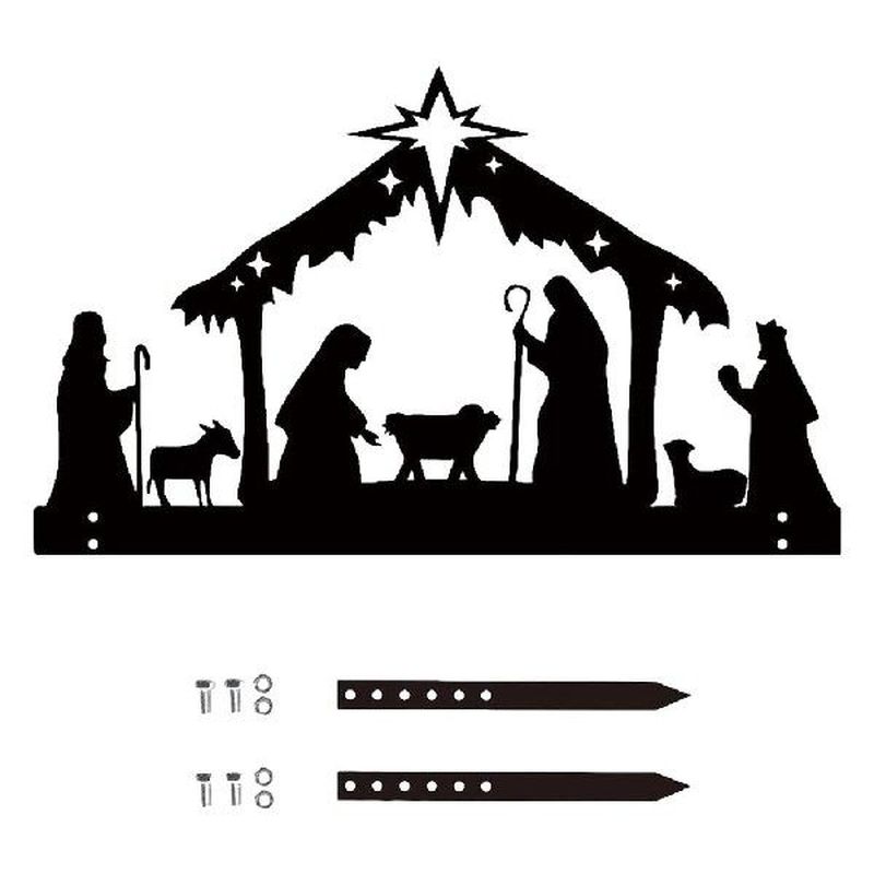 Garden Stakes Nativity Scene Adornment Art Decor Lawn