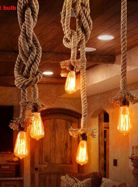 Single Heads Rope Pendant Lights Lamp Vintage Style Restaura