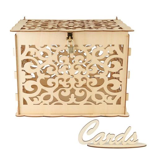 DIY Wooden Wedding Cards Storage Box Invitation Letter Case