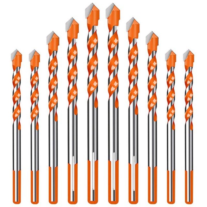 10 Pcs Triple-cornered Masonry Drill Bit Set Multifunctional