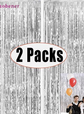 2Packs Metallic Foil Tel Fringe Curtain Frozen Birthday Part