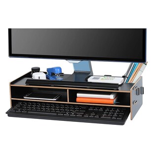 Wood Monitor Stand Multifunctional Office Desk Organiser Des