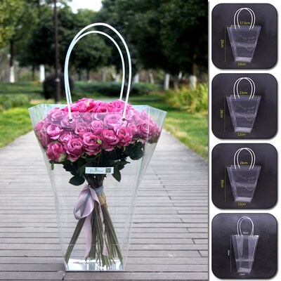 Portable Flower Box Transparent Trapezoidal Rose Flower Pack