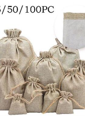 25pcs Jute Bags Gift Drawstring Pouch Gift Box Packaging