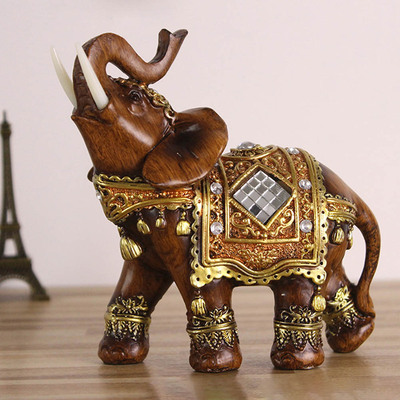 1pc Resin Mascot Lucky Elephant Figurine Resin Garden Miniat