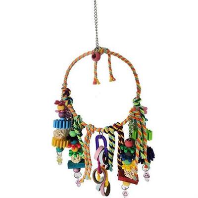 Parrots Bird Toy Cotton Rope Swing Colorful Hanging Ring