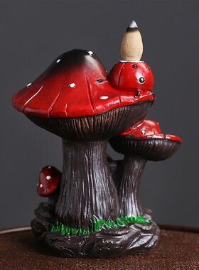Resin Backflow Incense Burner Mushroom Sculpture Waterfall