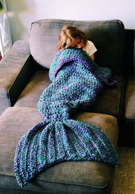 Mermaid Tail Blanket Handmade Knitted Blanket Sofa Blanket