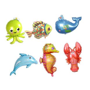 Set of 6 Cute Nautical Sea Animal Foil Helium Balloons