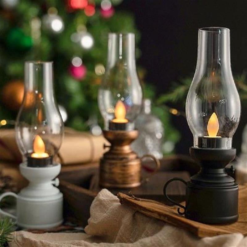 Retro Flameless Candle Holders Candlestick Kerosene Candle