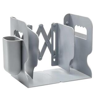 Book Stand Library Adjustable Bookend Bookshelf With Pen Hol