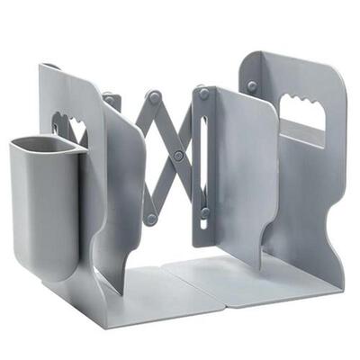 Book Stand Library Adjustable Bookend Bookshelf With Pen Hol