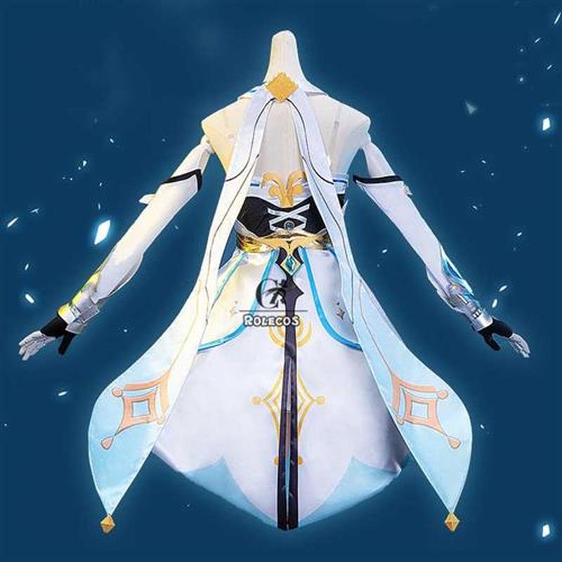 ROLECOS Genshin Impact Cosplay Costume Traveler Lumine Dres