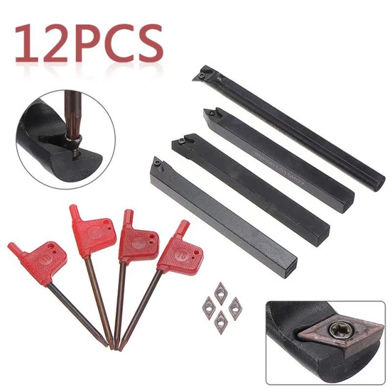 4Pcs DCMT0702 Carbide Inserts with 4Pcs S10K-SDUCR07 SDJCR/L