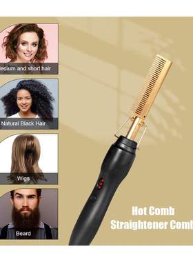 Copper Hot Comb Straightener for Wigs Afro Hair Heating Comb