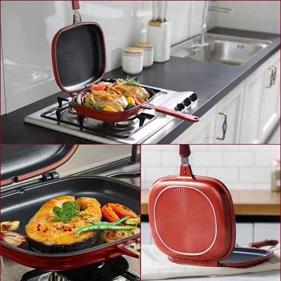 28cm Frying Pan Non Stick Cast Double Side Foldable Flipping