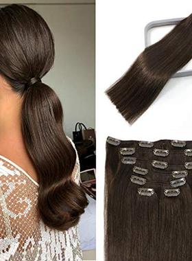 Clip In Hair Extensions Human Hair Dark Brown Hair Extension