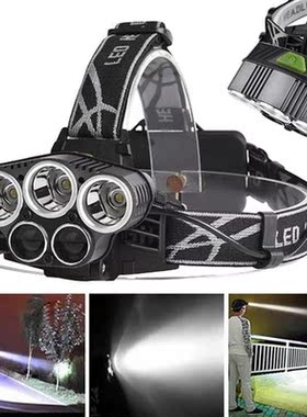 x XM-L T6   2 x XPE LED Rechargeable Headlight 5 LED Headla