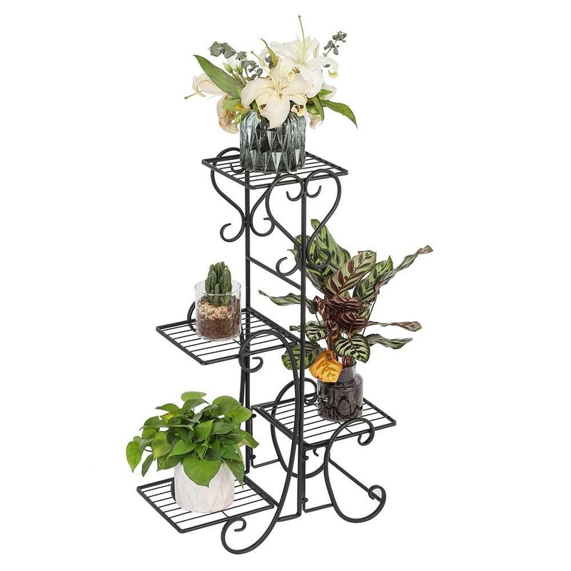 4 Potted Square Flower Metal Shelves Plant Pot Stand Decorat