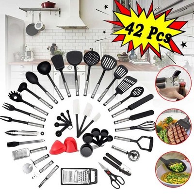 42PCS Kitchen Utensil Set Cooking Utensils Nylon and Stainle