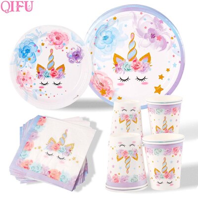 Unicorn Party Bottle Sticker Tableware Candy Box Unicorn Bir