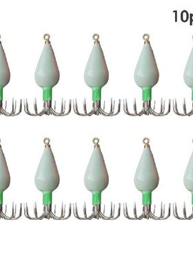 10pcs Luminous Squid Jigs Hooks 12 Needles Cuttlefish