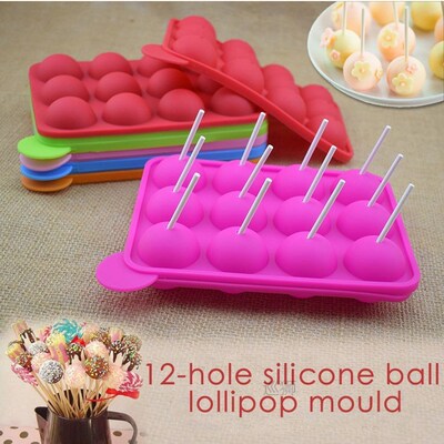 12 Holes Round Ball Lollipop Mold Silicone Cake Mold Non-sti